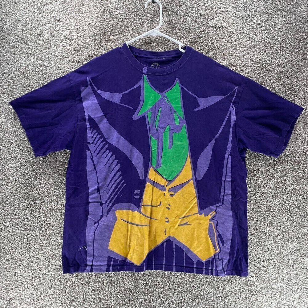 The Joker Shirt Mens 2XL XXL Purple‎ Suite DC Comics Cotton Casual Antihero Logo